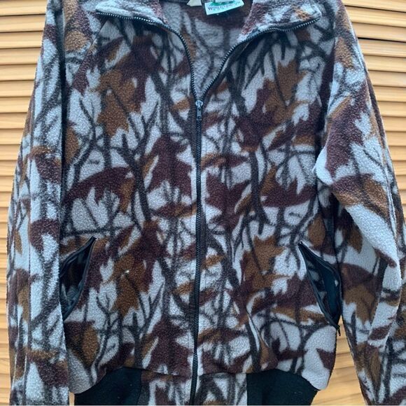 Vintage Leaf Pattern Full Zip Jacket XXL - Picture 4 of 6